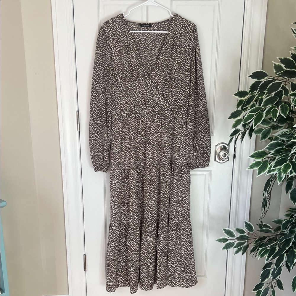 Boho Brown and White Patterned Dress